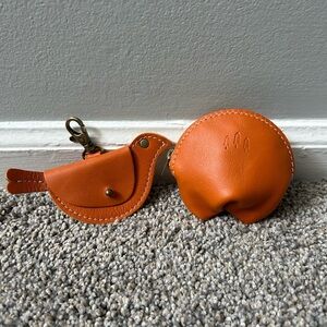 Portland Leather Goods bundle Mockingbird Pouch/Fortune Cookie Pouch-Clementine